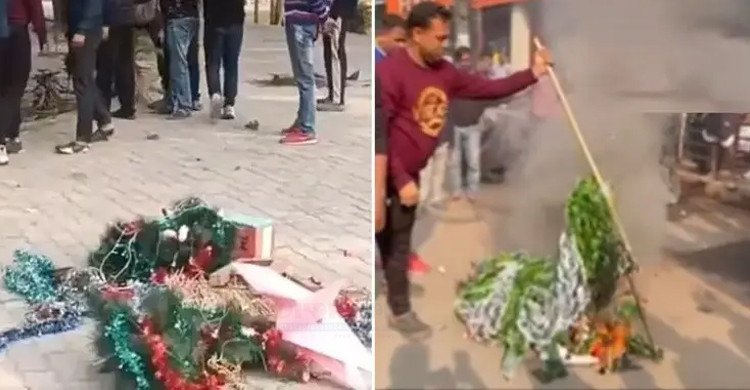 ভারতে খ্রিষ্টানদের বড়দিন উদযাপনে বাধা, সাজসজ্জায় আগুন দিল হিন্দুত্ববাদী জঙ্গিরা